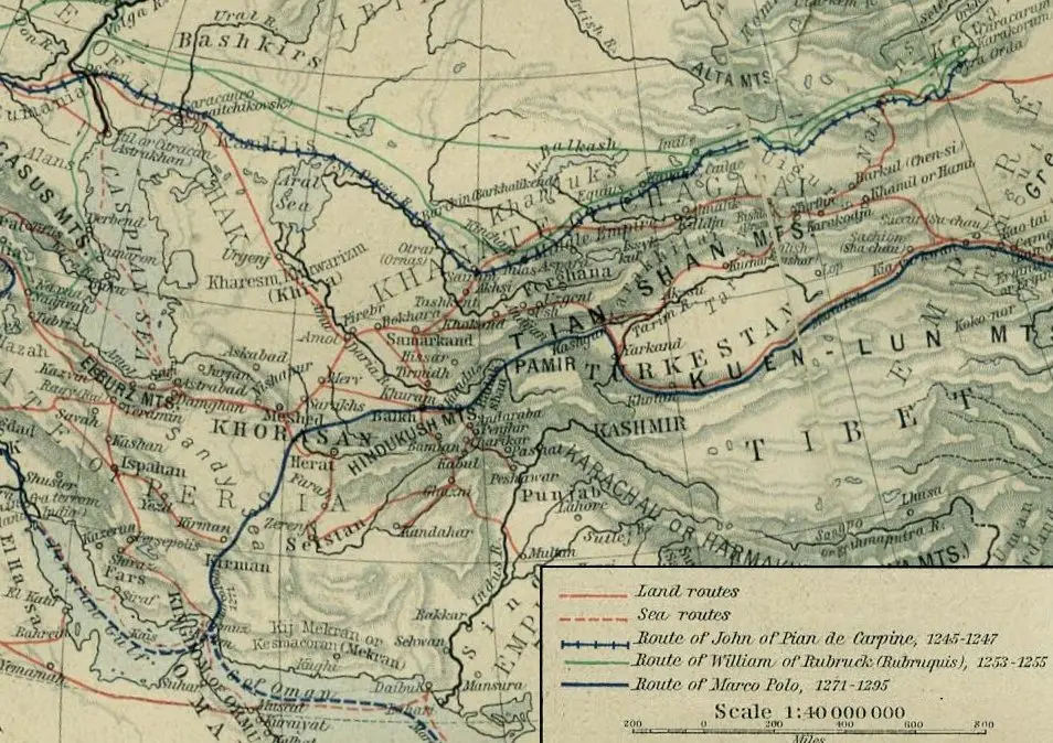Illustrated Silk Road map of the eight countries